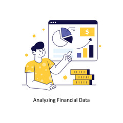 Analyzing Financial Data Flat Style Design Vector illustration. Stock illustration