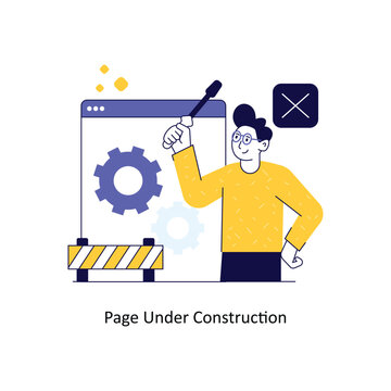 Page Under Construction Flat Style Design Vector illustration. Stock illustration