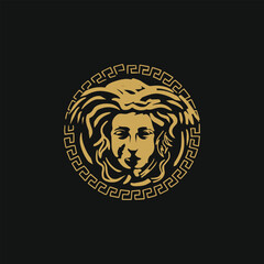 Gold Minimalist Medusa Head Logo Vector