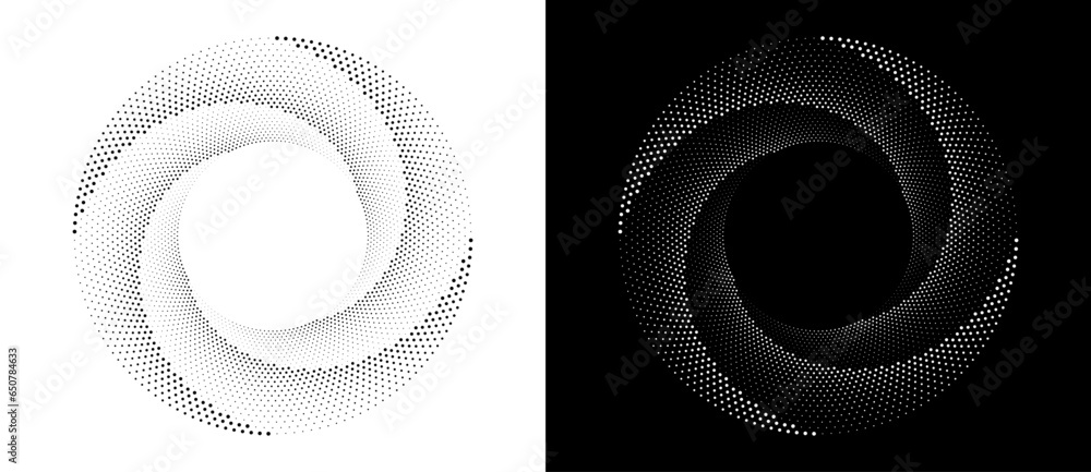 Poster abstract background with dots in circle. art design spiral as logo or icon. a black figure on a whit