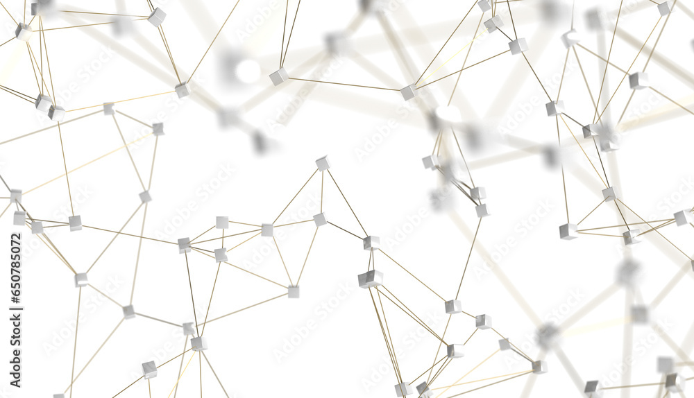 Fototapete Big data visualization. Network connection structure with chaotic distribution of points and lines. 3D rendering.