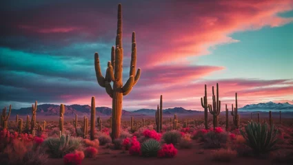 Papier Peint photo Violet psychedelic journey through  a desert