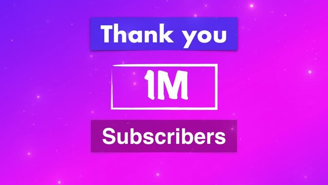 Thank you one million or 1m subscribers  text and white hearts video social media post.