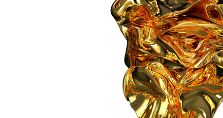 Fototapeta na wymiar Golden Transcendence: Abstract 3D Gold Cloth Illustration for Transcendent Visuals