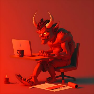 lazy devil animation wallpaper illustration 