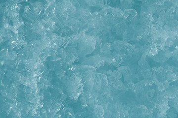 Blue ice frost texture with crystals, close up