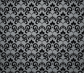 Flower geometric pattern. Seamless vector background. Black and white ornament