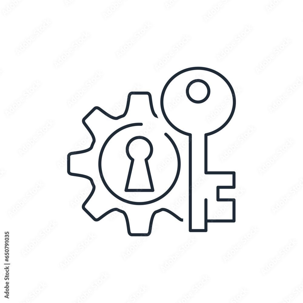 Poster key technical skills. master maker. vector linear icon isolated on white background.