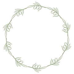 olive branch art drawn decor round frame