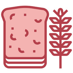 Wheat bread filled outline icon,linear,outline,graphic,illustration