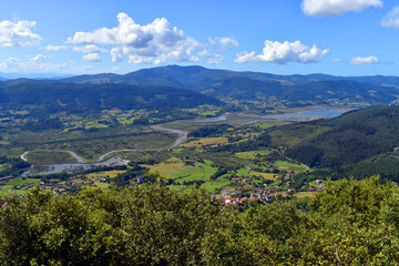 Landscape of the Urdaibai marshes photographed from Mount San Miguel de Ereñozar. Basque Country. Spain