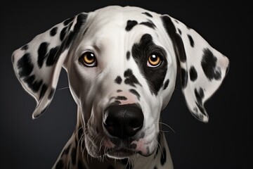 portrait of a Dalmatian dog on a black background