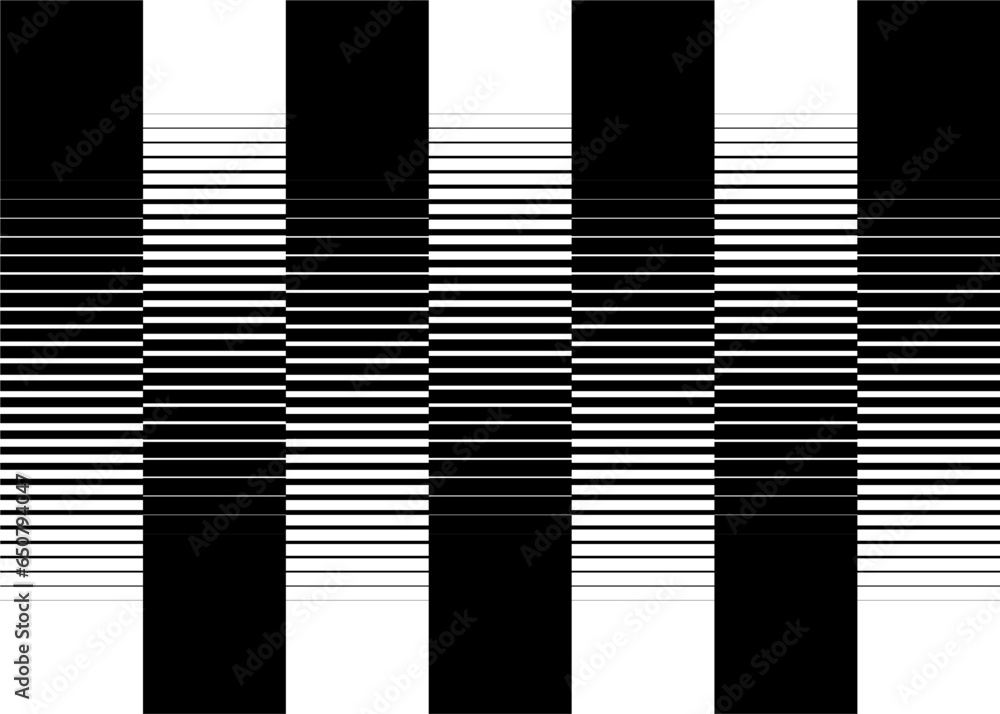 Poster black and white striped vector pattern of abstract rectangles. strict monochrome vector background o
