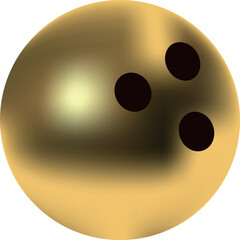 gold bowling ball isolated on transparent