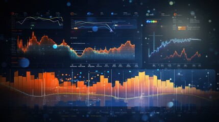Representation of data analytics,charts, graphs and data driven insights emerging from a sea of information