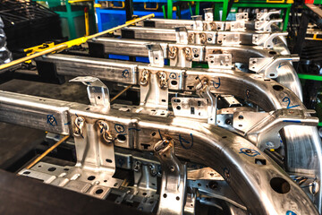 Close up cauto parts menufacturing in distribution warehouse ready for shipping