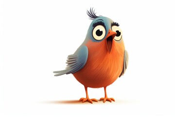 Fototapeta premium A cartoon illustration of a cute bird isolated on a white background