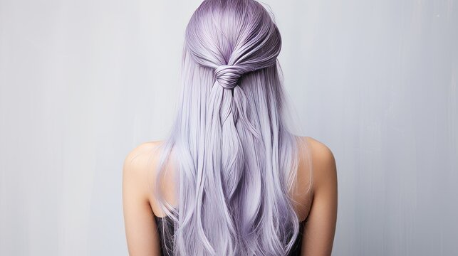 A single strand of pastel purple hair against a blank canvas