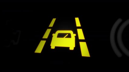 Lane Departure Warning (LDW) Warning Light on Car Dashboard

