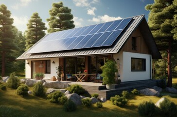 Obraz premium A solar power system with an electric charger