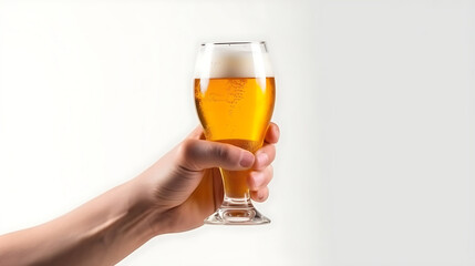 Hand Holding Glass on Isolated White Background