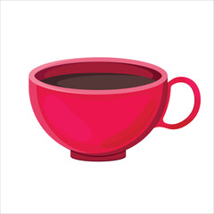 Red cup with a hot drink