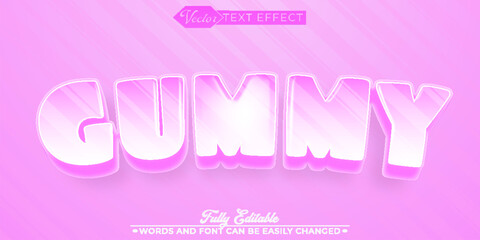 Cartoon Pink Gummy Vector Editable Text Effect Template