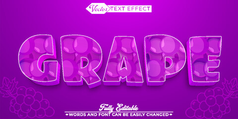 Cartoon Purple Grape Vector Editable Text Effect Template