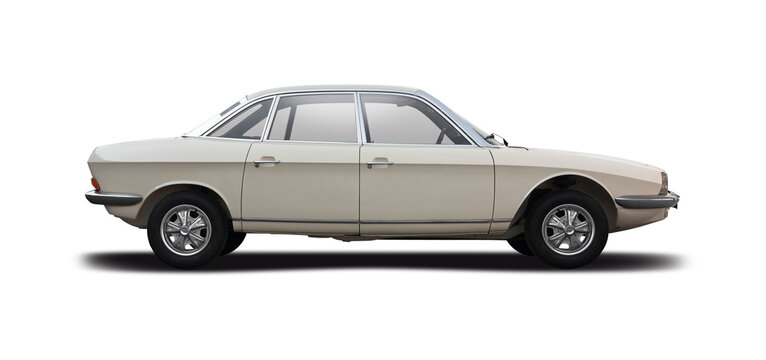 NSU Ro80 classic car, side view isolated on white background	
