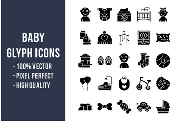 Baby Glyph Icons - obrazy, fototapety, plakaty