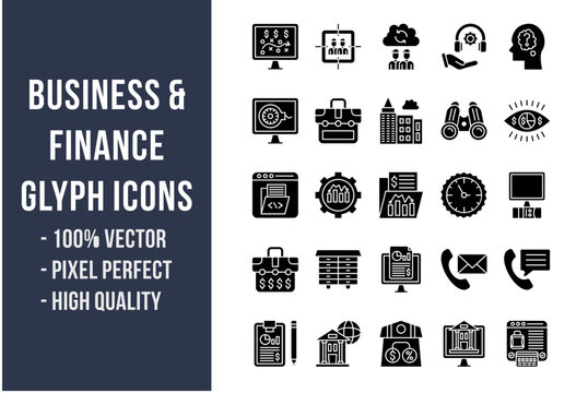 Business and Finance Glyph Icons