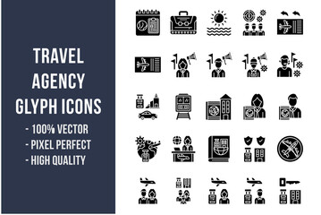 Travel Agency Glyph Icons