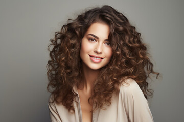 Woman With Brunette Curly Hair