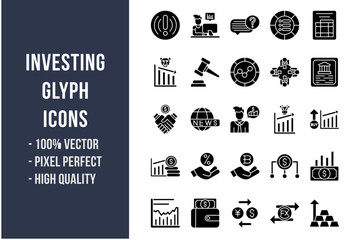 Investing Glyph Icons - obrazy, fototapety, plakaty
