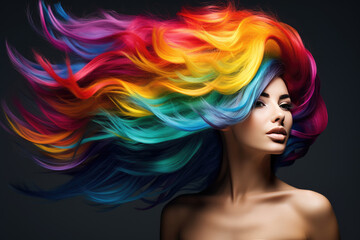 Woman With Rainbow Hair