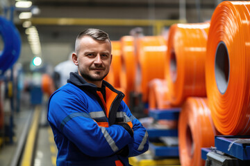Worker In The Background Plastics Manufacturing Plant