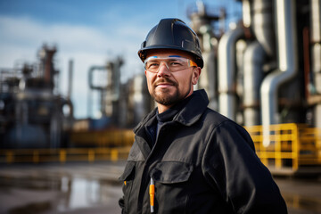 Fototapeta premium Worker At Chemical Plant