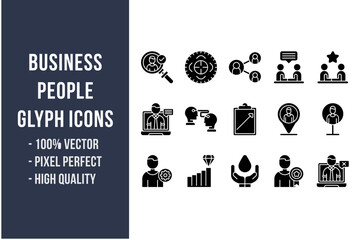 Business People Glyph Icons - obrazy, fototapety, plakaty