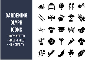 Obraz premium Gardening Glyph Icons