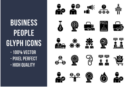 Business People Glyph Icons