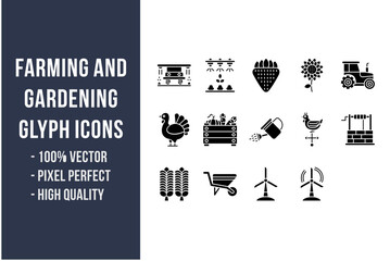 Farming and Gardening Glyph Icons