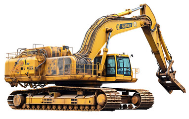Rope Shovel Excavator Isolated on a Transparent Background PNG. Generative AI