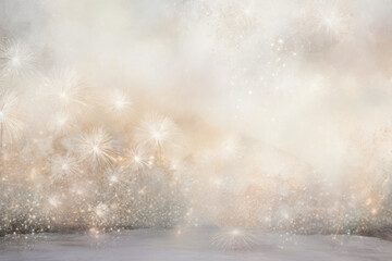 Silver and gold fireworks. Happy New Year background
