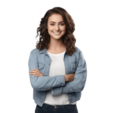 Female University Student Smiling Happily On PNG Transparent Background