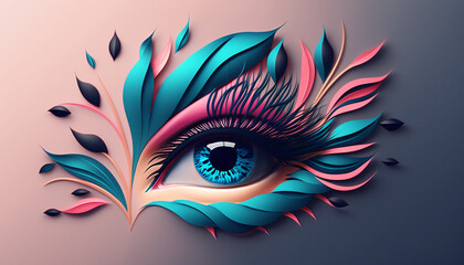 designer logo for beauty industry eyebrows eyelashes. Generative AI, - obrazy, fototapety, plakaty