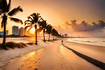 Fototapeta premium sunset at the beach generative Ai.