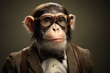 Fototapete Rund cute monkey wearing glasses © Salawati