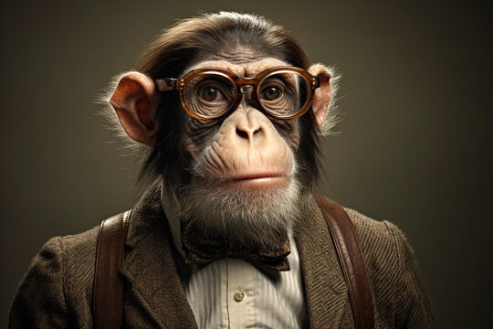 cute monkey wearing glasses