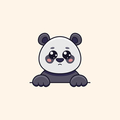 Cute panda with pleading look in cartoon style. Vector flat illustration