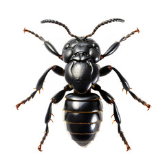 black ant top view isolated on transparent background ,realistic insect ant cut out ,generative ai